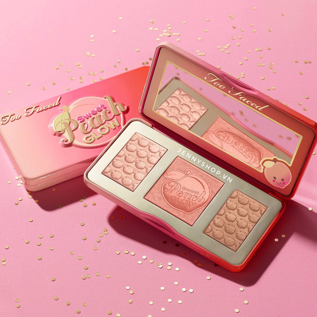 Bảng Má Tạo Khối Bắt Sáng Too Faced Sweet Peach Glow Peach-Infused Highlighting Palette