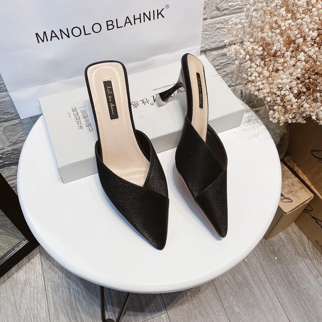 Sục gót nhọn basic 5cm OSHO, mũi nhọn sang chảnh, chất da lì mềm êm chân phom chuẩn