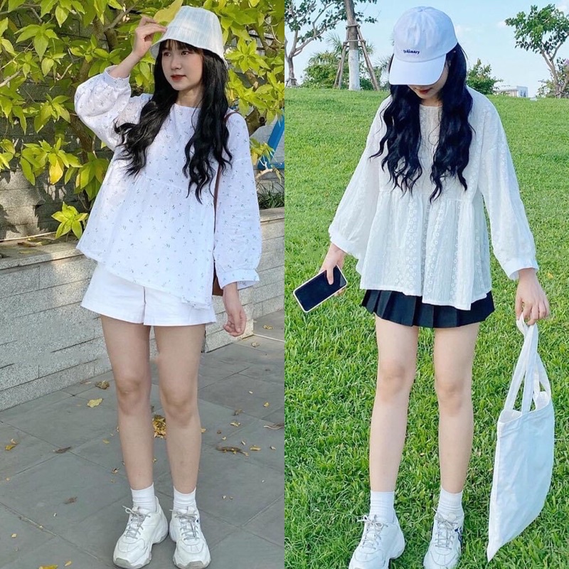 ÁO BABYDOLL DÁNG RỘNG THÊU HOA ULZZANG