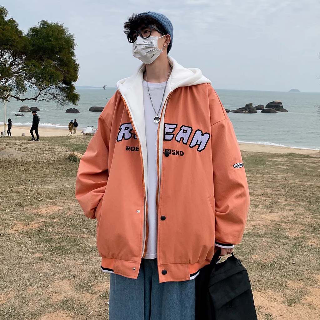 Áo Khoác Hoodie Dáng Rộng In Họa Tiết Thời Trang Hàn Quốc Cho Nam Áo khoác hai lớp Unisex áo hoodie unisex form rộng