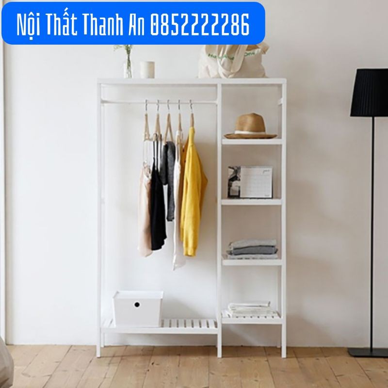 Tủ quần áo gỗ cao su sơn trắng 97x35x150 cm