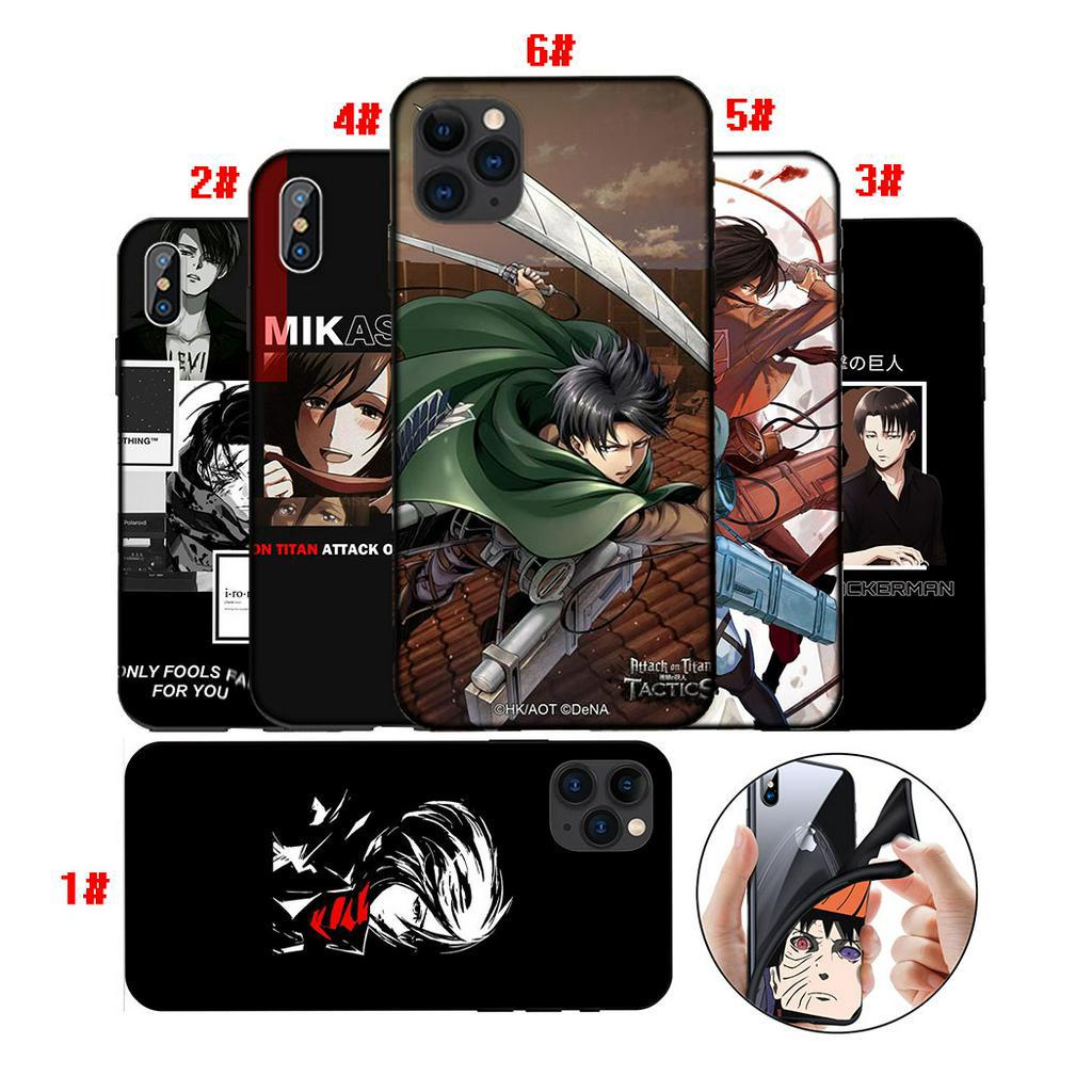 Ốp Điện Thoại Silicon Dẻo Viền Đen Họa Tiết Hoạt Hình Attack on Titan Cho iPhone XR XS X 6 6s 7 8 Plus 5 5s SE XC16