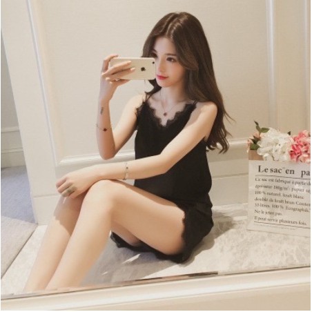 mẫu mới*Bộ ngủ  hai dây viền  ren  mềm mát hàng siêu đẹp