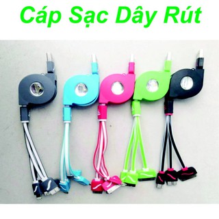 Cáp Sạc Dây Rút 4 Đầu Đa Năng Sạc Cho Tất Cả Các Dòng Máy (Nhiều màu)