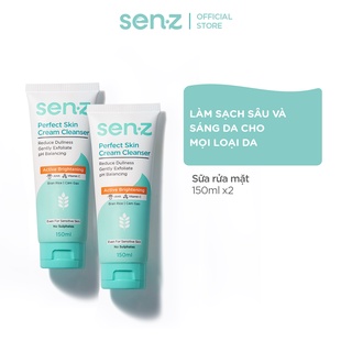 Combo 02 sữa rửa mặt cám gạo sáng da cho mọi loại da senz perfect skin cream cleanser 2x150ml
