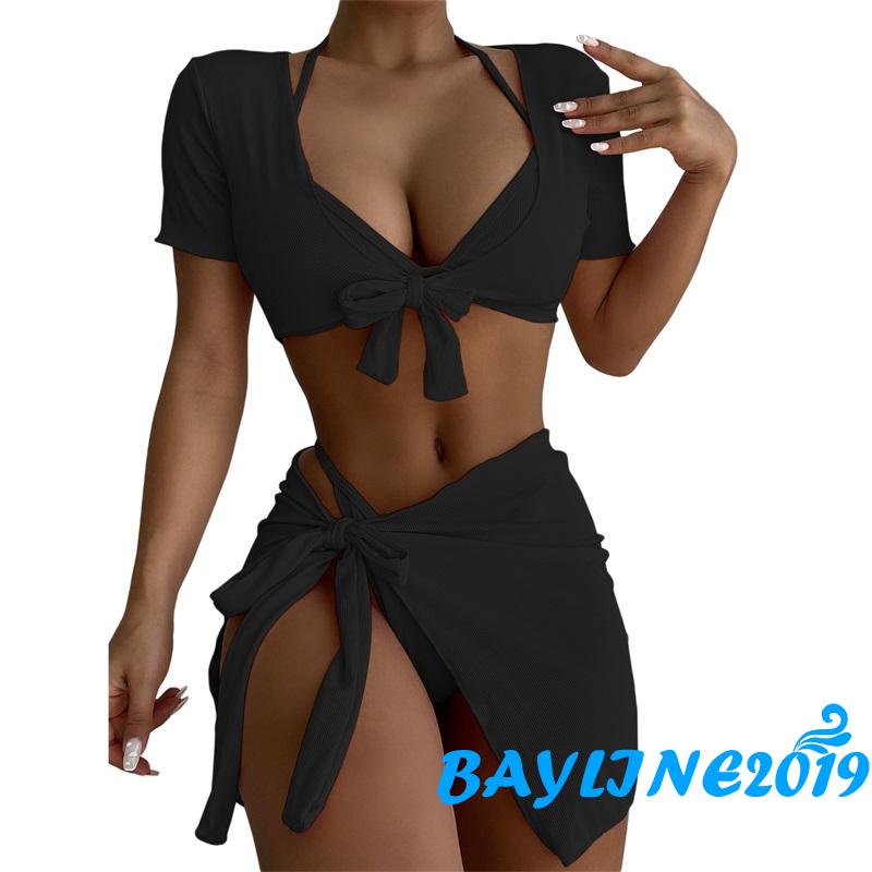Set Đồ Bơi 4 Món Màu Sắc Đơn Giản Quyến Rũ Cho Nữ
