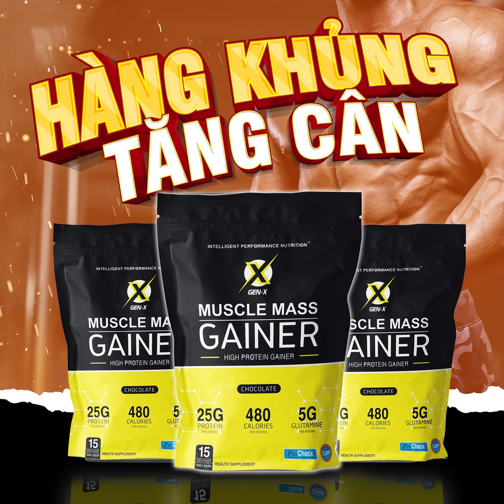 (COMBO 2 túi + Tặng bình lăc) Sữa Tăng Cân Tăng Cơ - Muscle Mass Gainer Gen-X