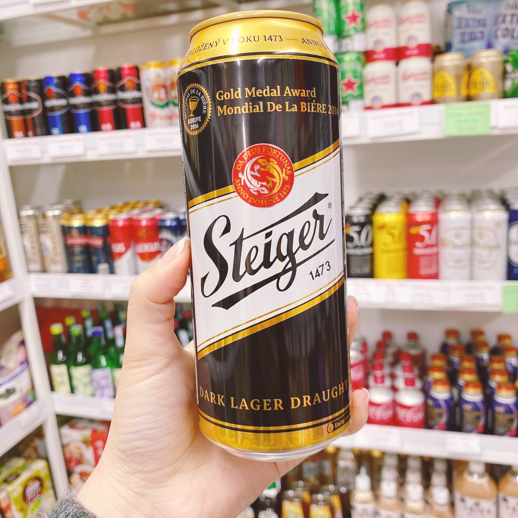 Thùng 24 lon Bia Steiger Đen 500ml Tiệp