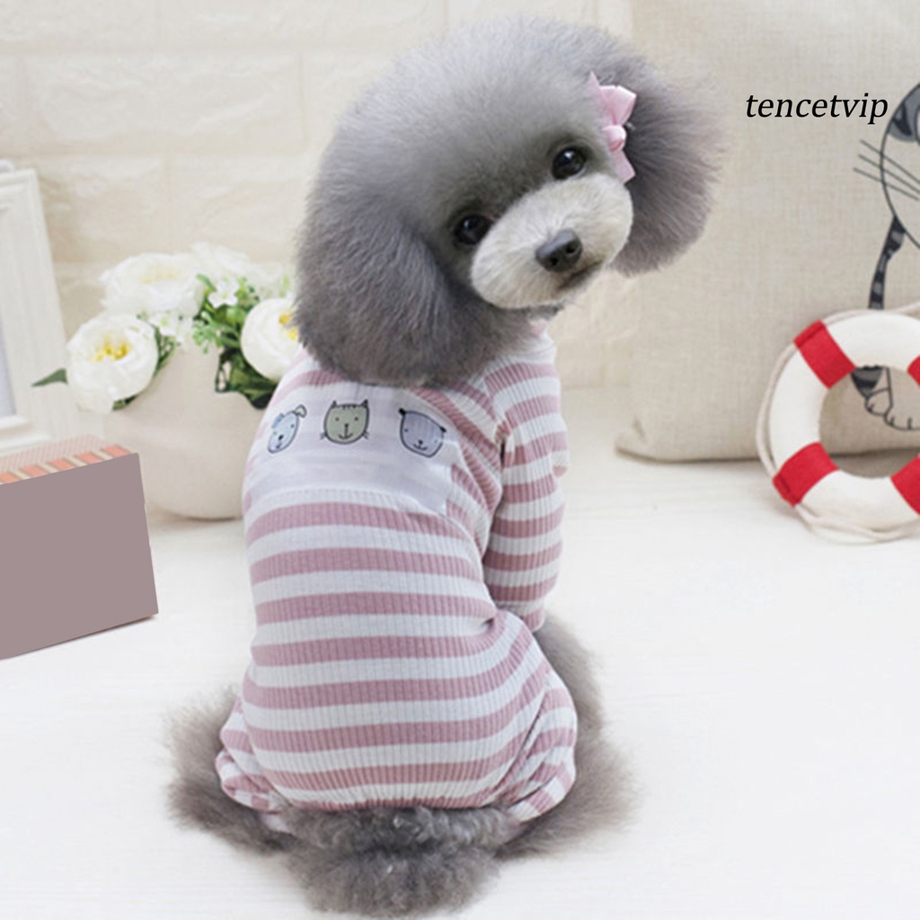 Áo họa tiết kẻ sọc in hình gấu teddy hoạt hình dễ thương cho thú cưng