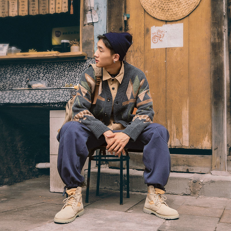 Áo Khoác Cardigan Cổ Chữ V Phong Cách Cổ Điển Nam Tính