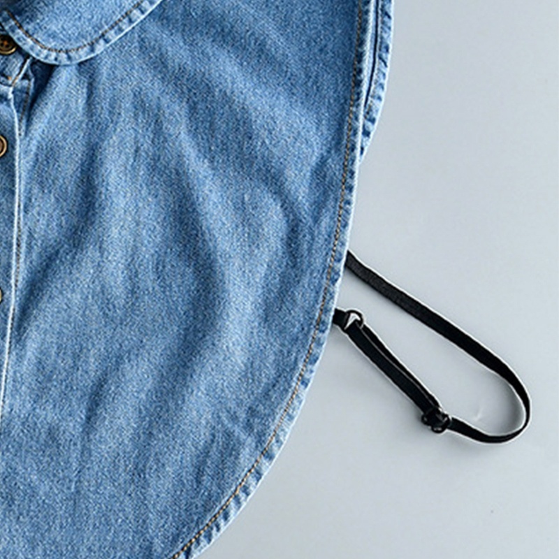 Cổ Áo Giả Denim Tròn Màu Sắc Retro Dành Cho Nữ