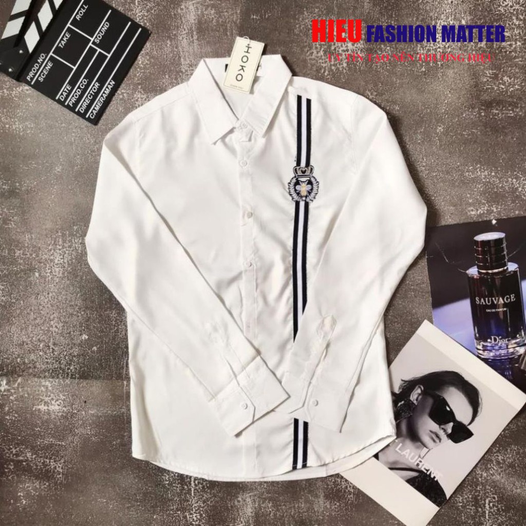 Áo sơ mi Nam Nữ ⚡ FREE SHIP ⚡ Áo sơ mi in thêu Ong vương miện Dolce Gabbana 😍😍😍