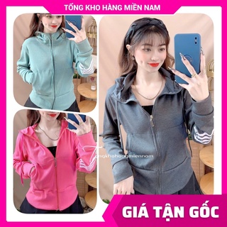 Áo khoác chống nắng nữ có nón chất thun gân tăm mềm co giãn phối sọc tay dễ thương TP1116