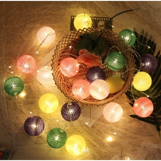 Dây Đèn Tròn Led Cotton Ball Trang Trí Lều Chơi Cho Bé - Đèn Led Trang Trí hình quả cầu mây đầy màu sắc