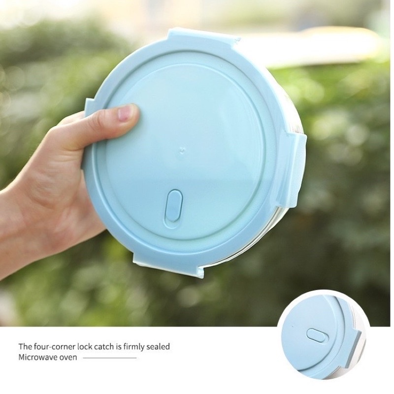 Hộp Thuỷ Tinh Tròn 950ml Red Cherry - Hộp Đựng Thực Phẩm Chịu Nhiệt Chống Tràn, Nắp Có Lỗ Thông Hơi