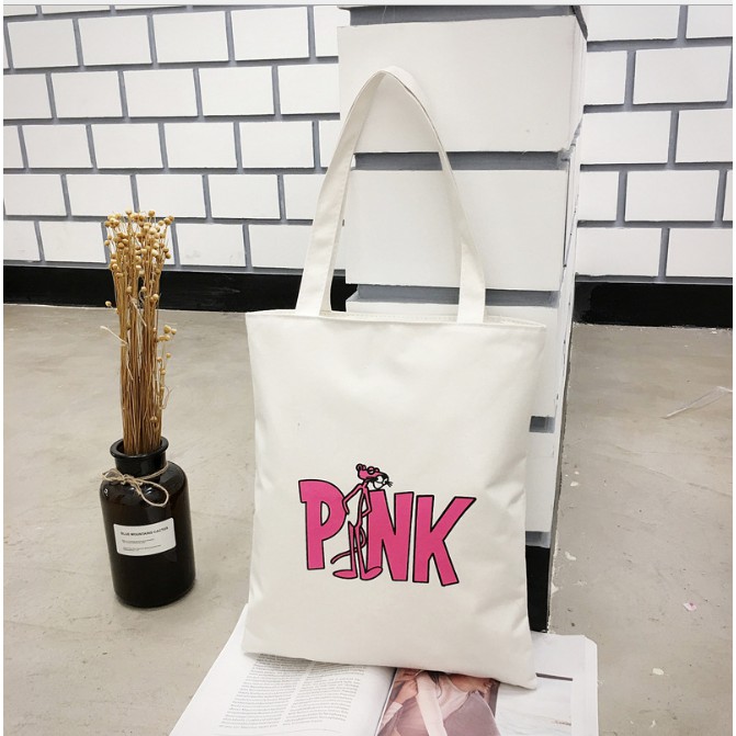 Túi xách Túi Tote basic thời trang Nữ vải canvas siêu xinh siêu đẹp hình PINK có khóa kéo