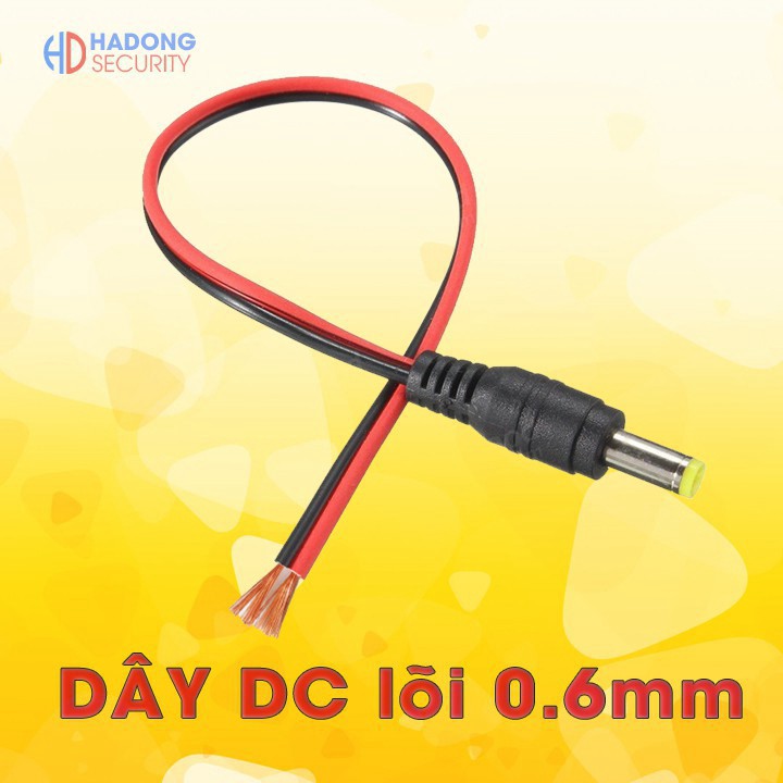 HV MCV Dây nối nguồn DC đực lõi đồng siêu dày 2x0.6mm, Jack DC lõi đồng to như dây điện nai lưng phú 2