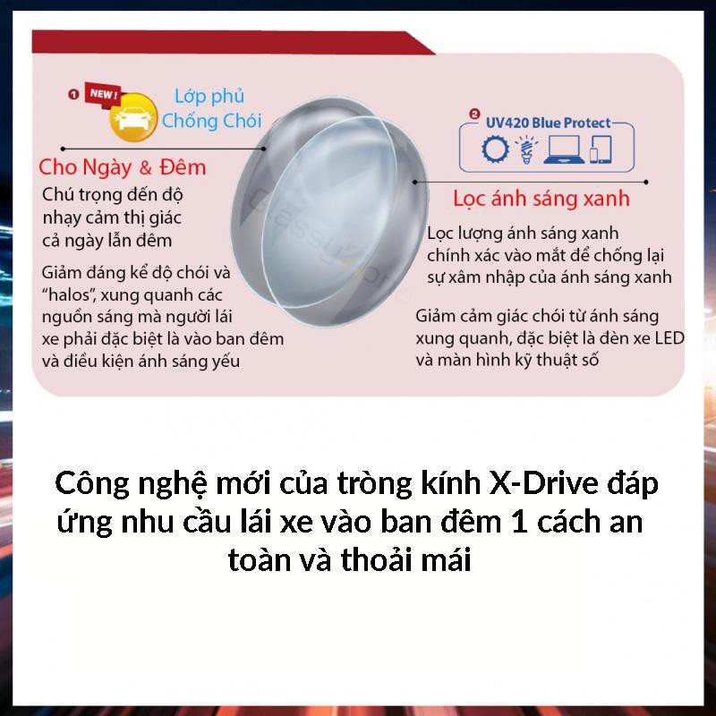 Tròng kính chống chói đèn xe ban đêm X-Drive Hàn Quốc 1.60