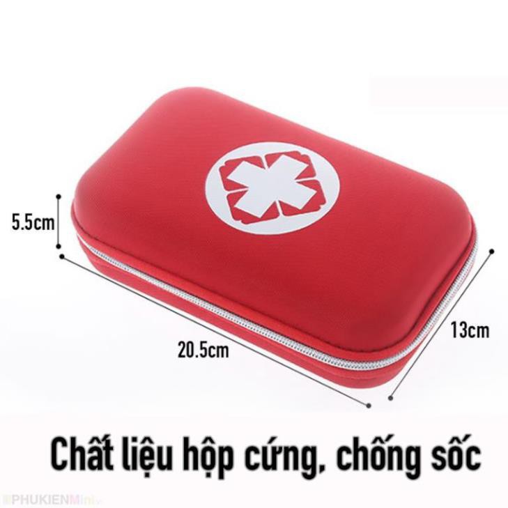 Hộp túi du lịch đựng đồ dùng y tế sơ cứu khẩn cấp nhỏ gọn, hộp khung cứng chống sốc, móp méo (không gồm dụng cụ y tế)