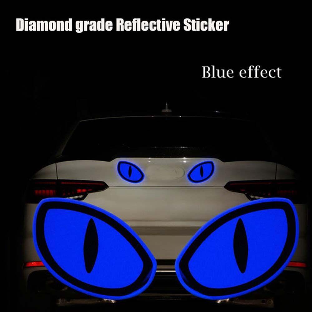 Miếng Dán Trang Trí Xe Hơi Hình Đôi Mắt Mèo Phản Quang Chống Va Chạm