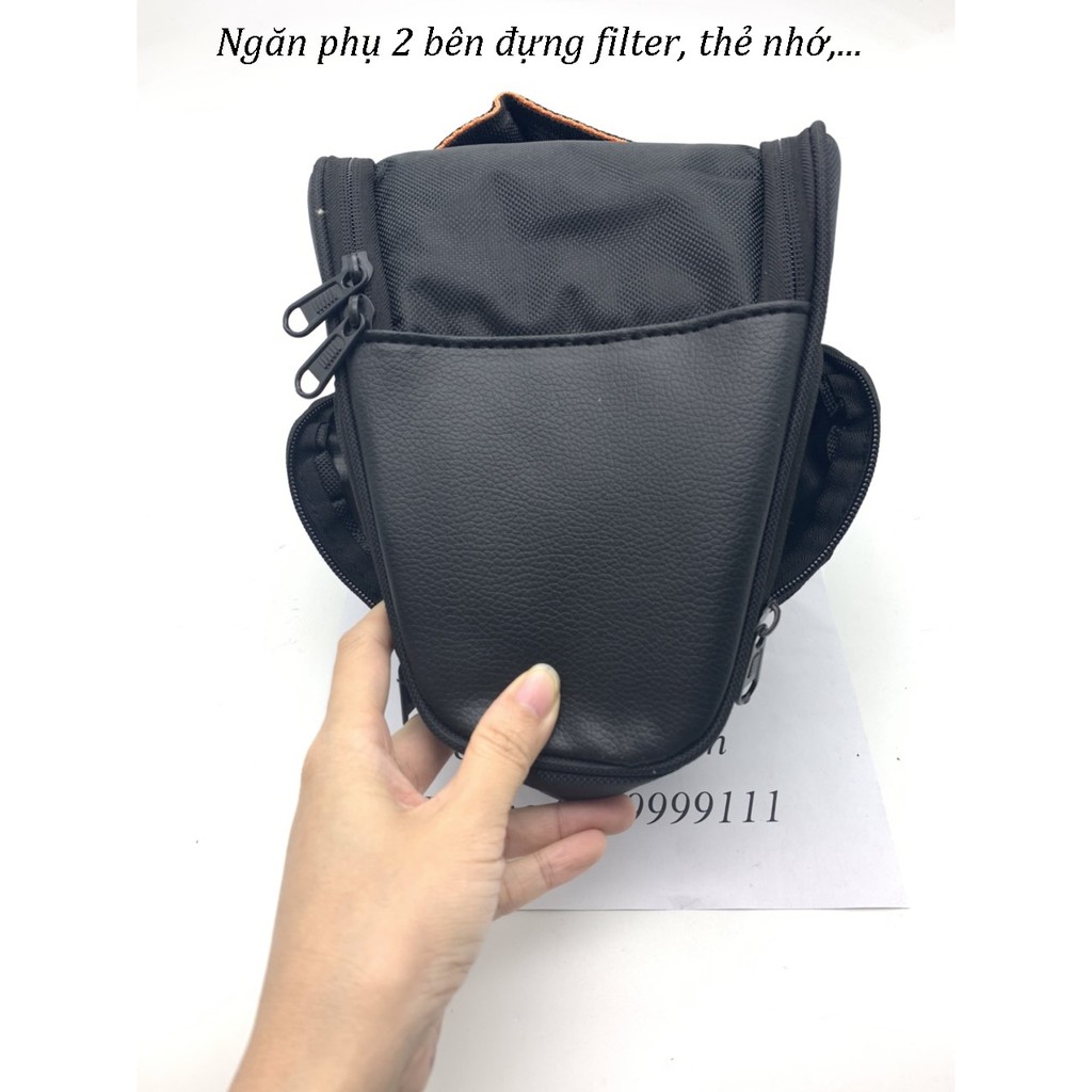 Túi TAM GIÁC đeo hông chống sốc máy ảnh canon nikon sony trơn vách chống dầy có ngăn phụ
