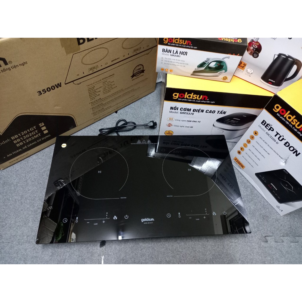 [Ship Hỏa Tốc Hà Nội] Bếp Điện Từ Đôi Cảm Ứng Goldsun BB1201GT 3500W