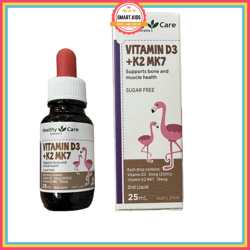 Vitamin D3 K2 MK7 25ml Healthy Care của Úc