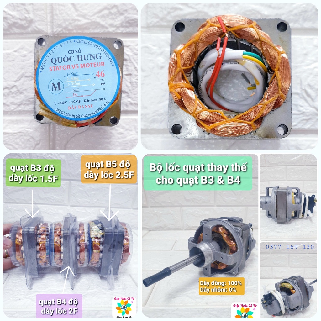 Mô tơ Quạt B4 46 100% dây đồng Stator quạt
