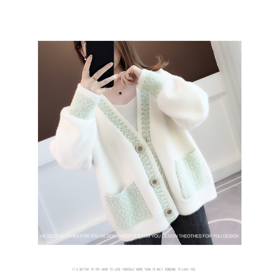 Hàng Sẵn_ Áo khoác len nữ Cardigan áo khoác len dày chenille nữ tính | BigBuy360 - bigbuy360.vn
