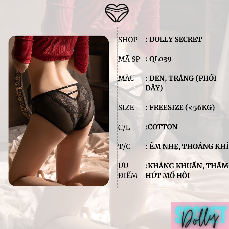 Quần lót xuyên thấu ren mềm phối dây phía sau sexy gợi cảm loại cao cấp cho nữ DOLLY SECRET QL039