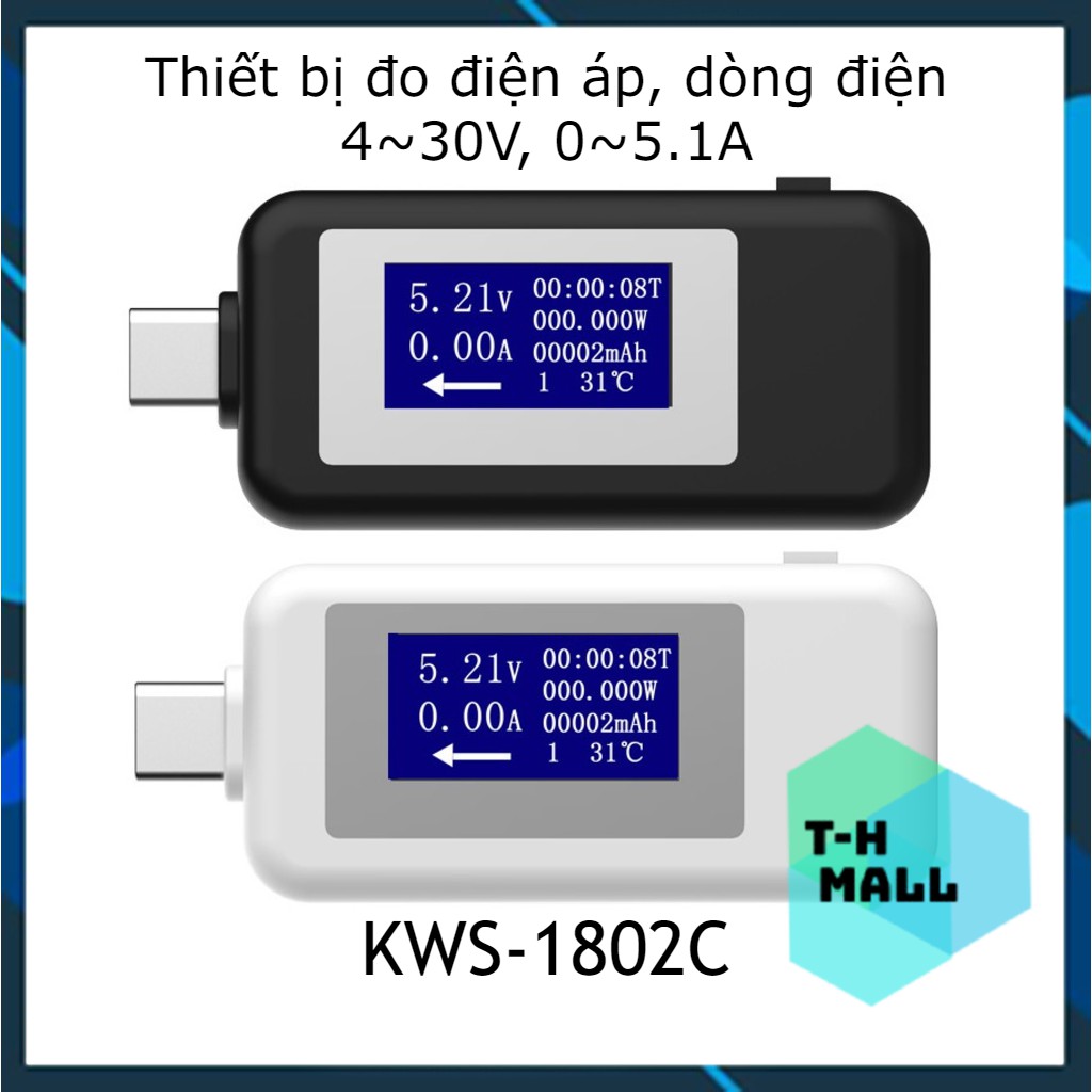 [NEW] USB tester kiểm tra đo dòng điện, điện áp pin sạc cổng type C KEWEISI KWS-1802C