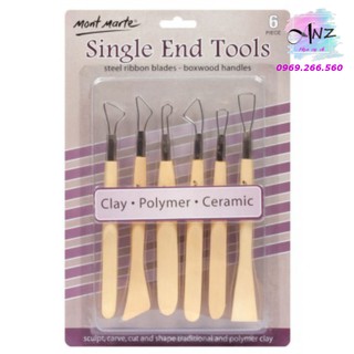 Bộ 6 cây dụng cụ tạo hình đất sét mont marte single end tools 6pc mã mmsp0004