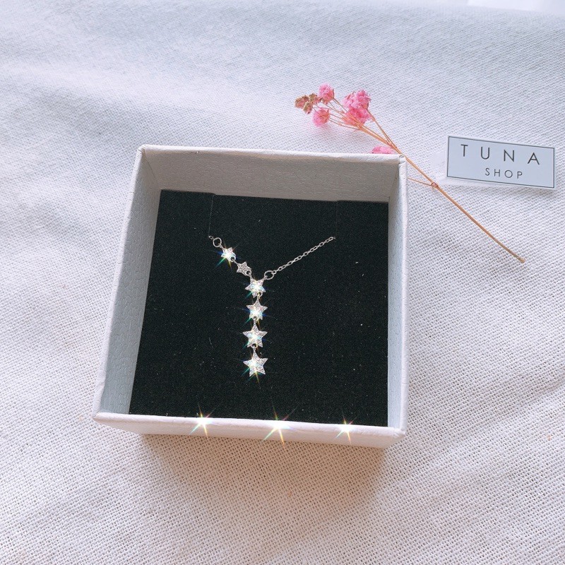 Dây chuyền bạc ngôi sao lấp lánh, Vòng cổ Bạc cao cấp gắn đá TUNASILVER, 𝐂𝐚𝐦 𝐤𝐞̂́𝐭 𝐜𝐡𝐮𝐚̂̉𝐧 𝐁𝐚̣𝐜 - TUNASHOP Trang sức Bạc