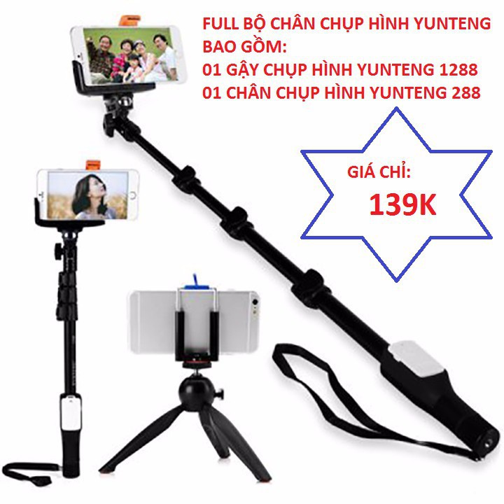 COMBO CHỤP HÌNH GẬY YUNTENG 1288 VÀ CHÂN CHỤP HÌNH 288  Rk456