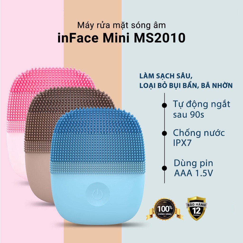 Máy rửa mặt Xiaomi sóng âm inFace MS-2000, MS-2010 Mini, rửa sạch sâu da mặt, thông thoáng lỗ chân lông - BH 12 tháng