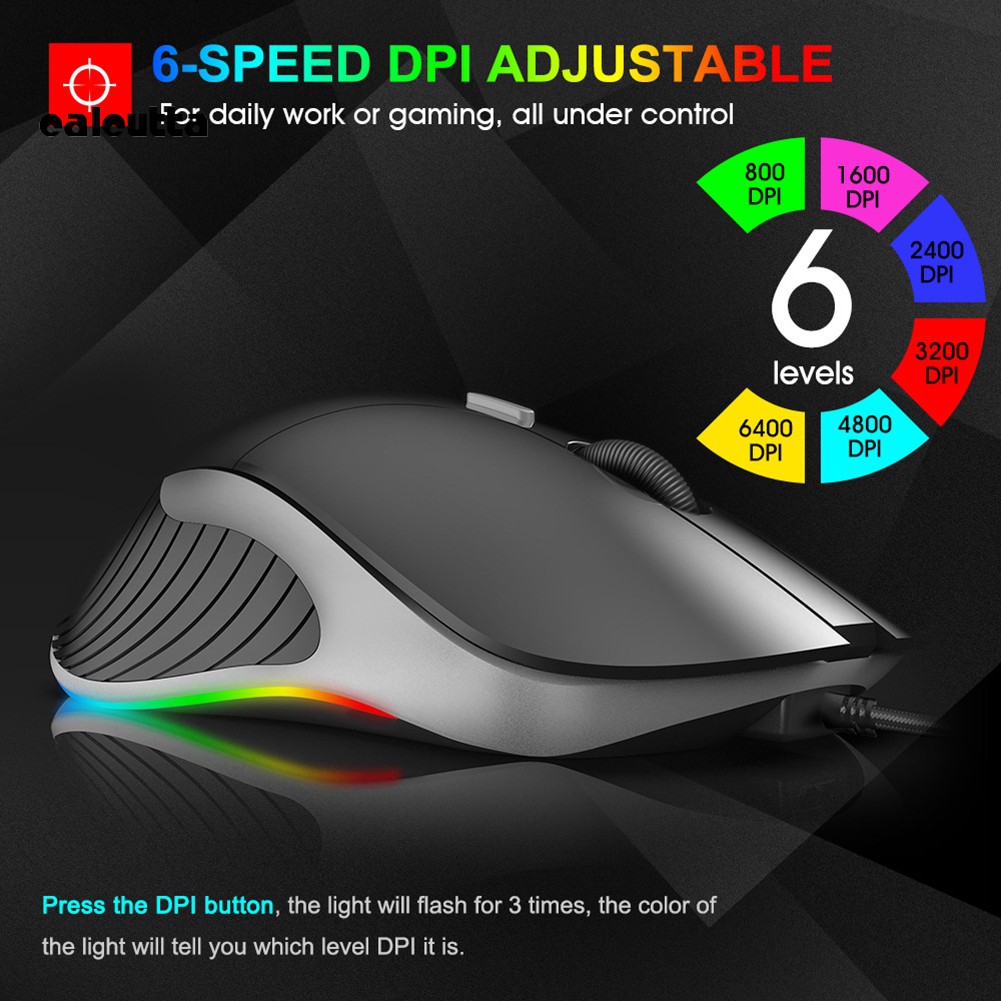 ✡YYJ✡iMICE X6 Ergonomic 6 Buttons RGB Breathing Light Wired Gaming Mouse for Laptop