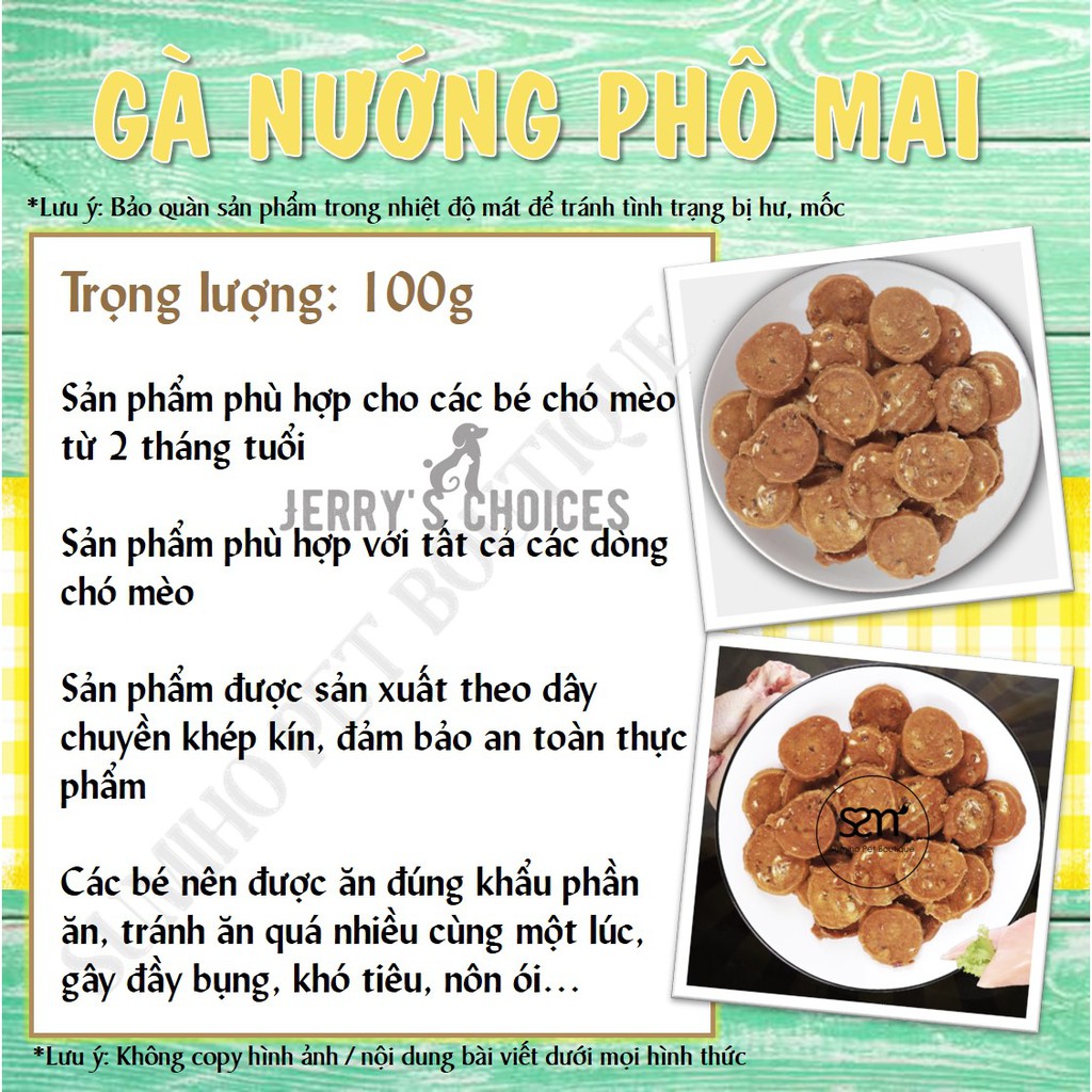 Bánh thưởng cho chó Jerry's Choices (Khoanh gà nhân phô mai) 100gr/túi