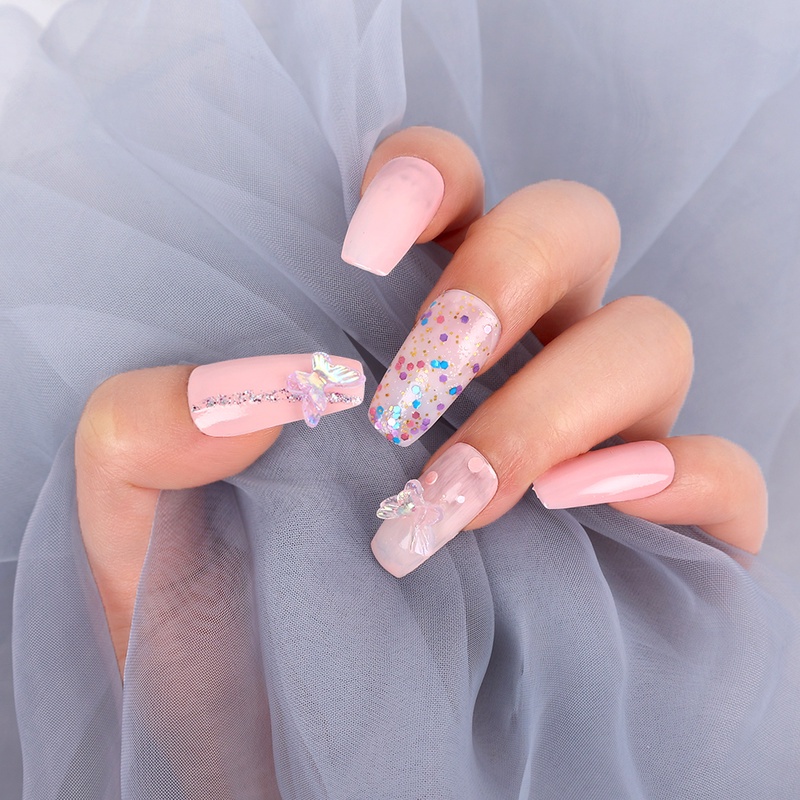 Bộ 10 Hạt Đính Trang Trí Móng Tay Hình Bướm 3D Lấp Lánh Trong Suốt