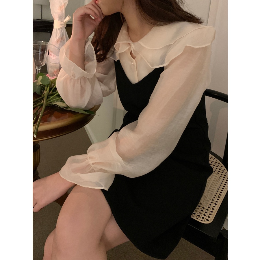 Đầm Dài Tay Phối Bèo Nhún Thời Trang 48955