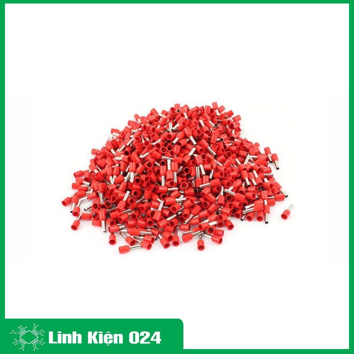 Đầu cos kim đặc PTV1.25-12 màu đỏ vàng xanh dương bọc phủ nhựa (gói 100 chiếc)