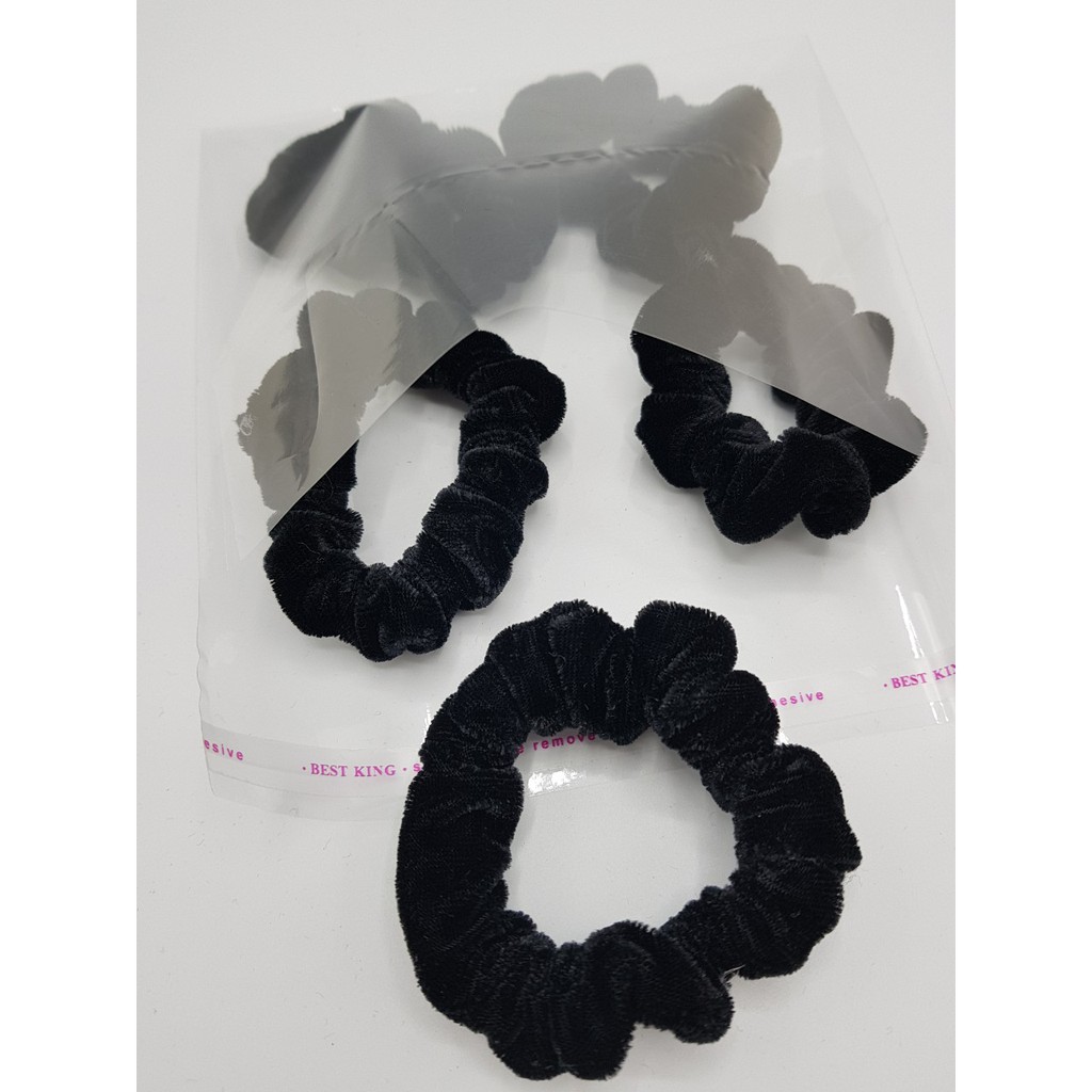 Chun buộc tóc nhung màu đen tuyền hàng đẹp, dầy dặn  PKT031708
