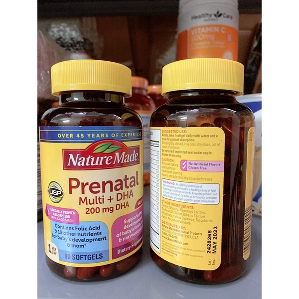 [Bill US] Vitamin bầu Mỹ Nature Made Prenatal mẫu mới - Hộp 90v