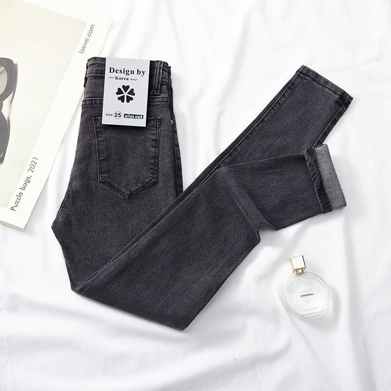 Quần jeans dài lưng cao ôm chân thời trang cho nữ