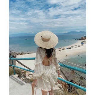 [kèm ảnh thật] Đầm hoa phối bèo cutout eo hở lưng