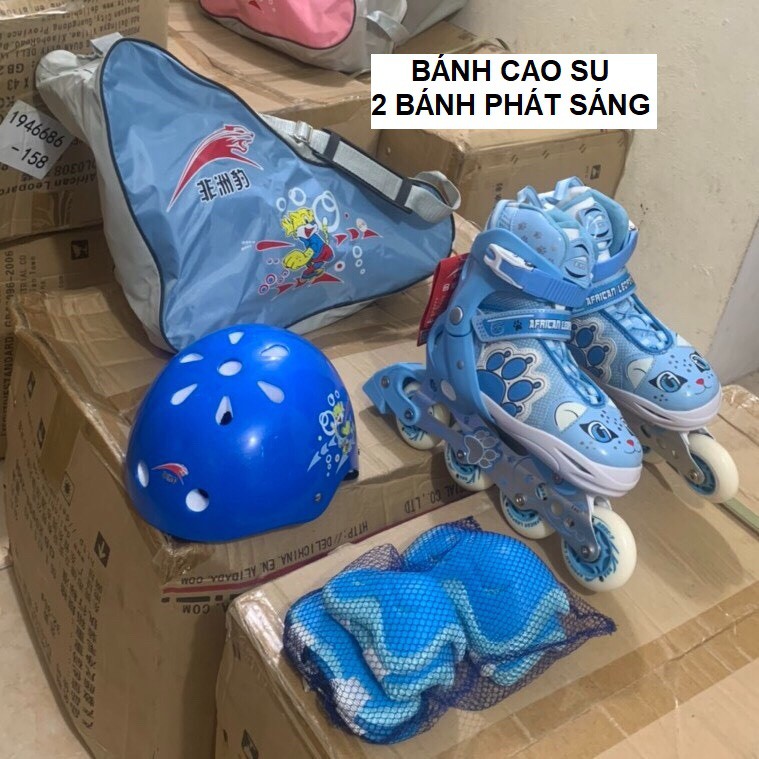 Combo Full bộ: Giầy Patin + Bộ Bảo Vệ + Mũ + Túi Xách, Hàng Chính Hãng, Bánh Cao Su