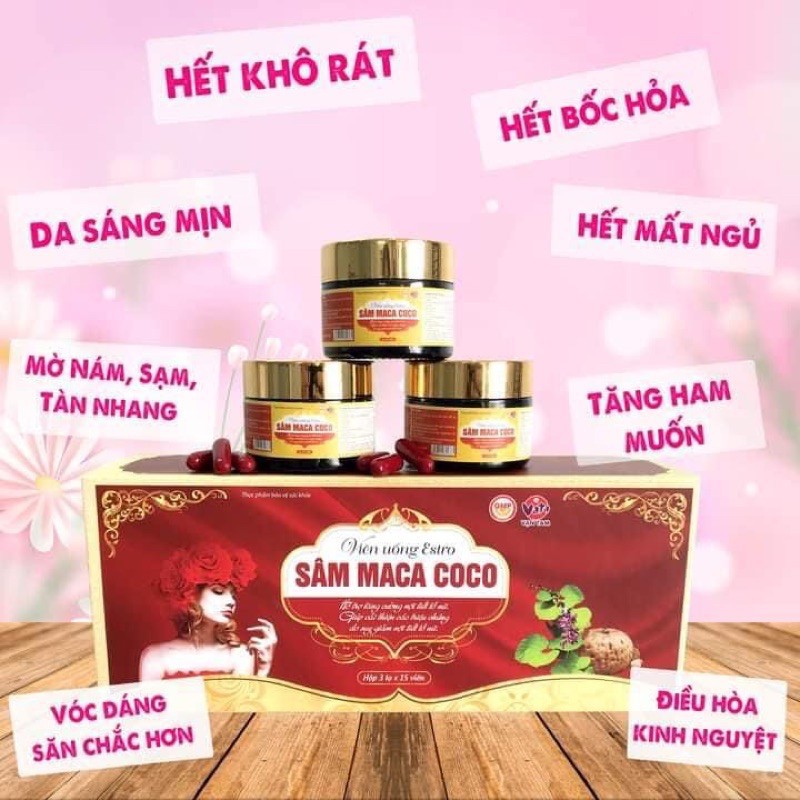 SÂM MACA COCO - VIÊN UỐNG NỘI TIẾT HỖ TRỢ GIẢM KHÔ HẠN , BỐC HỎA , MẤT NGỦ CHO PHỤ NỮ