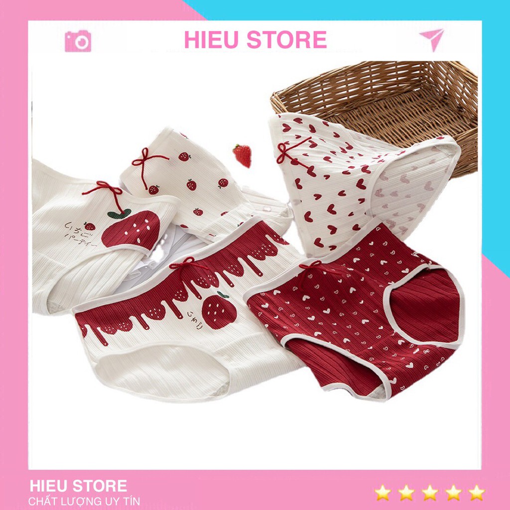 Quần Lót Nữ Gân Tăm Họa Tiết Dễ Thương, Chất Vải Mềm Mại Co Giãn Tốt Hieu Store24h - 2801