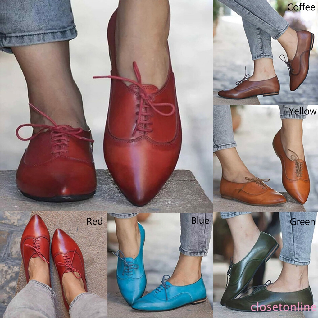 Giày nữ mũi nhọn thắt dây phong cách vintage xinh xắn | BigBuy360 - bigbuy360.vn