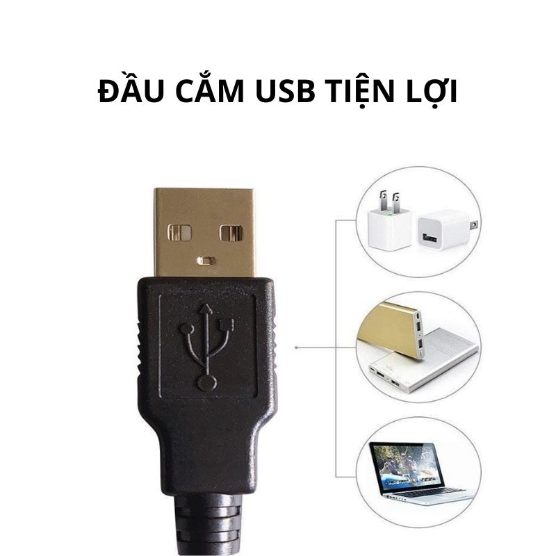 Đèn LED trang trí dây bóng tròn vàng ấm không nháy đầu cắm USB tiện lợi | BigBuy360 - bigbuy360.vn