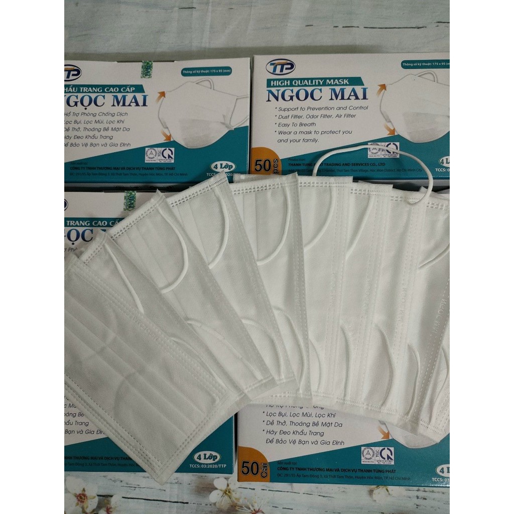 50  cái một hộp KHẨU TRANG Y TẾ 4 LỚP NGỌC MAI | BigBuy360 - bigbuy360.vn